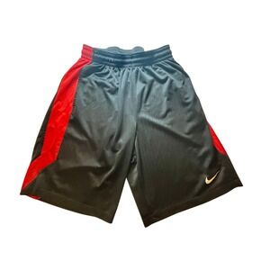 Nike Athletic Basketball Shorts Black Red Striped‎ Gym Activewear Mens